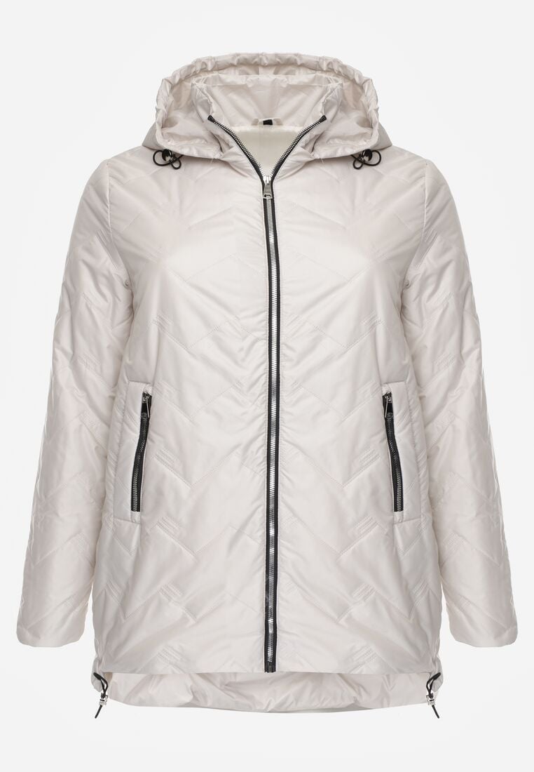 Jasnoszara Przejściolwa Pikowana Kurtka z Odpinanym Kapturem Nevistta 1