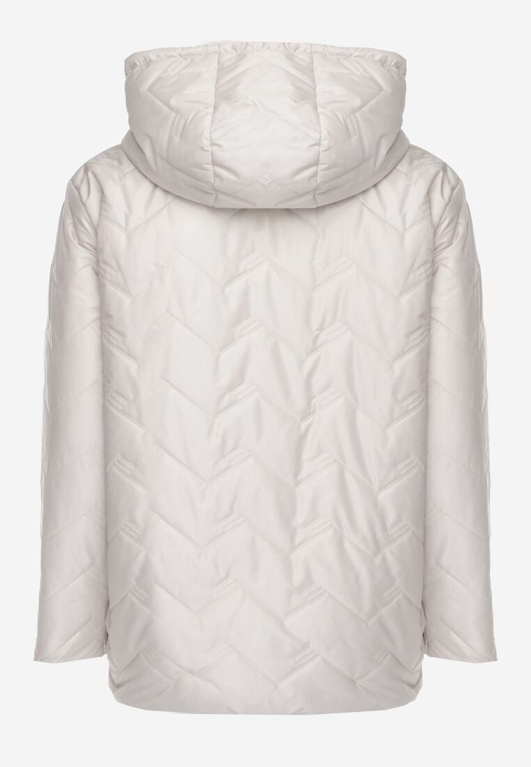 Jasnoszara Przejściolwa Pikowana Kurtka z Odpinanym Kapturem Nevistta 2