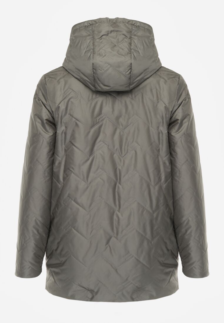 Zielona Przejściolwa Pikowana Kurtka z Odpinanym Kapturem Nevistta 2