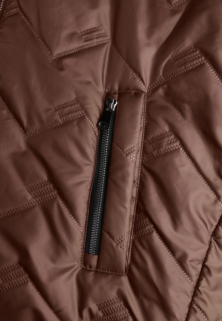 Brązowa Przejściolwa Pikowana Kurtka z Odpinanym Kapturem Nevistta 3