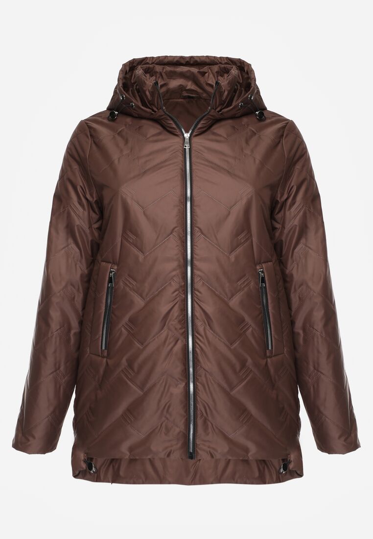 Brązowa Przejściolwa Pikowana Kurtka z Odpinanym Kapturem Nevistta 1