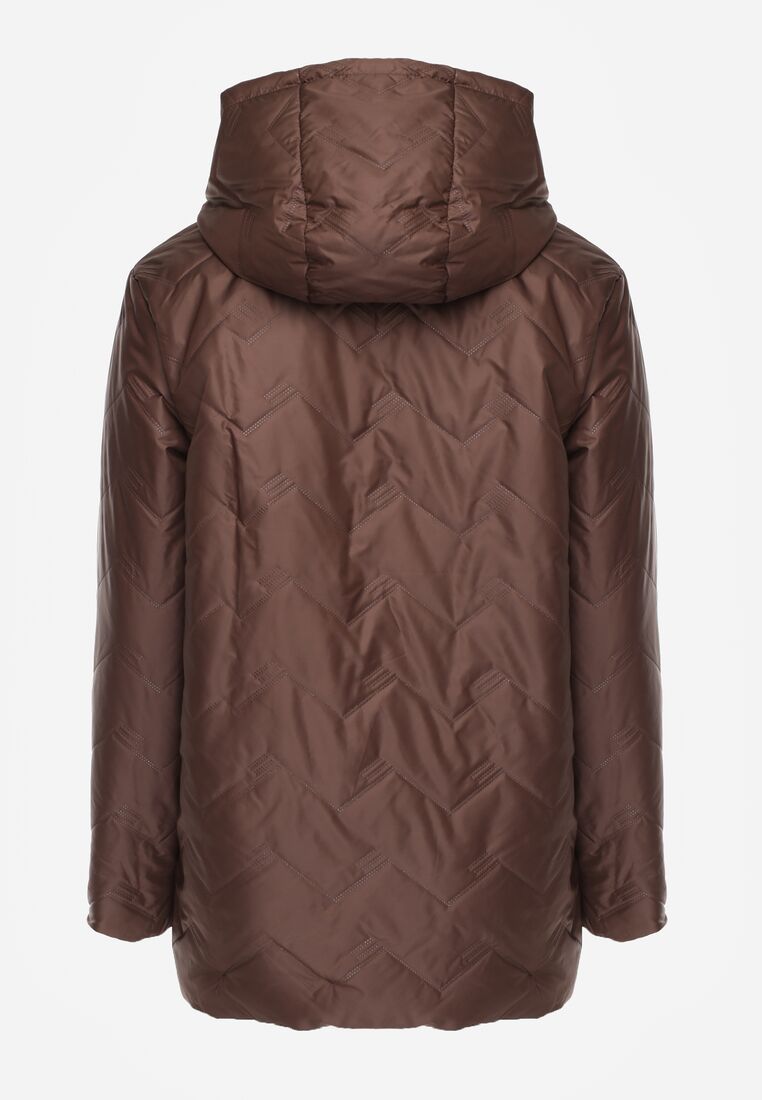 Brązowa Przejściolwa Pikowana Kurtka z Odpinanym Kapturem Nevistta 2