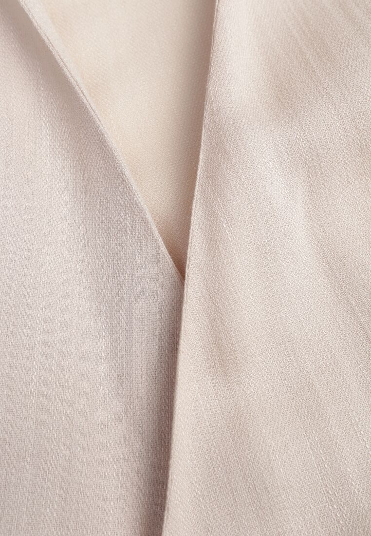 Beżowa Kopertowa Bluzka z Wiskozy Ozdobiona Wiązaniem Velanitte 8