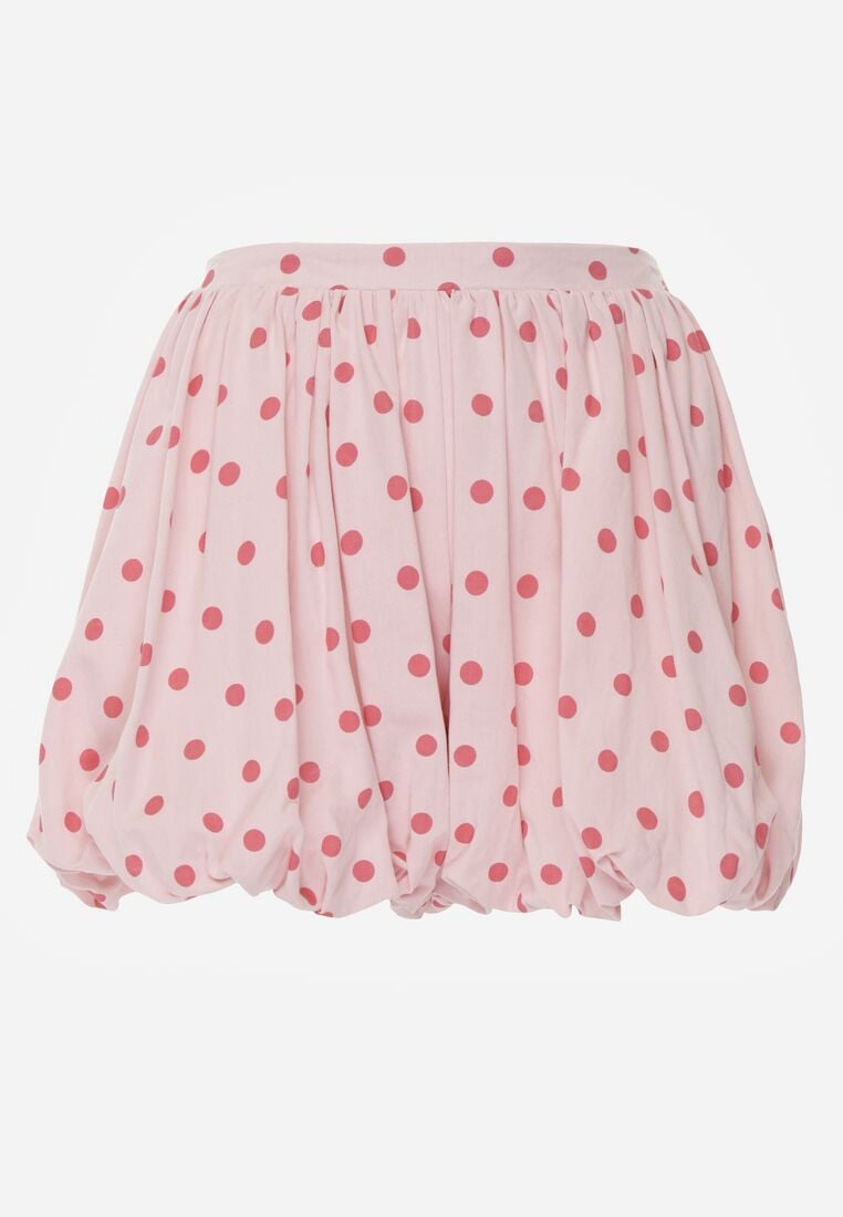 Różowe Szorty z Bawełną i Wiskozą o Kroju Bombki w Kropki Haros 6