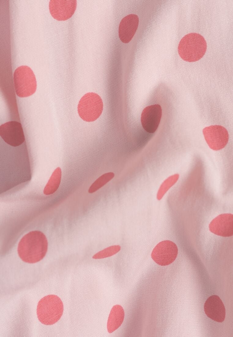 Różowa Bluza w Groszki z Wiskozą o Nietoperzowym Kroju z Kołnierzykiem Rayo 8