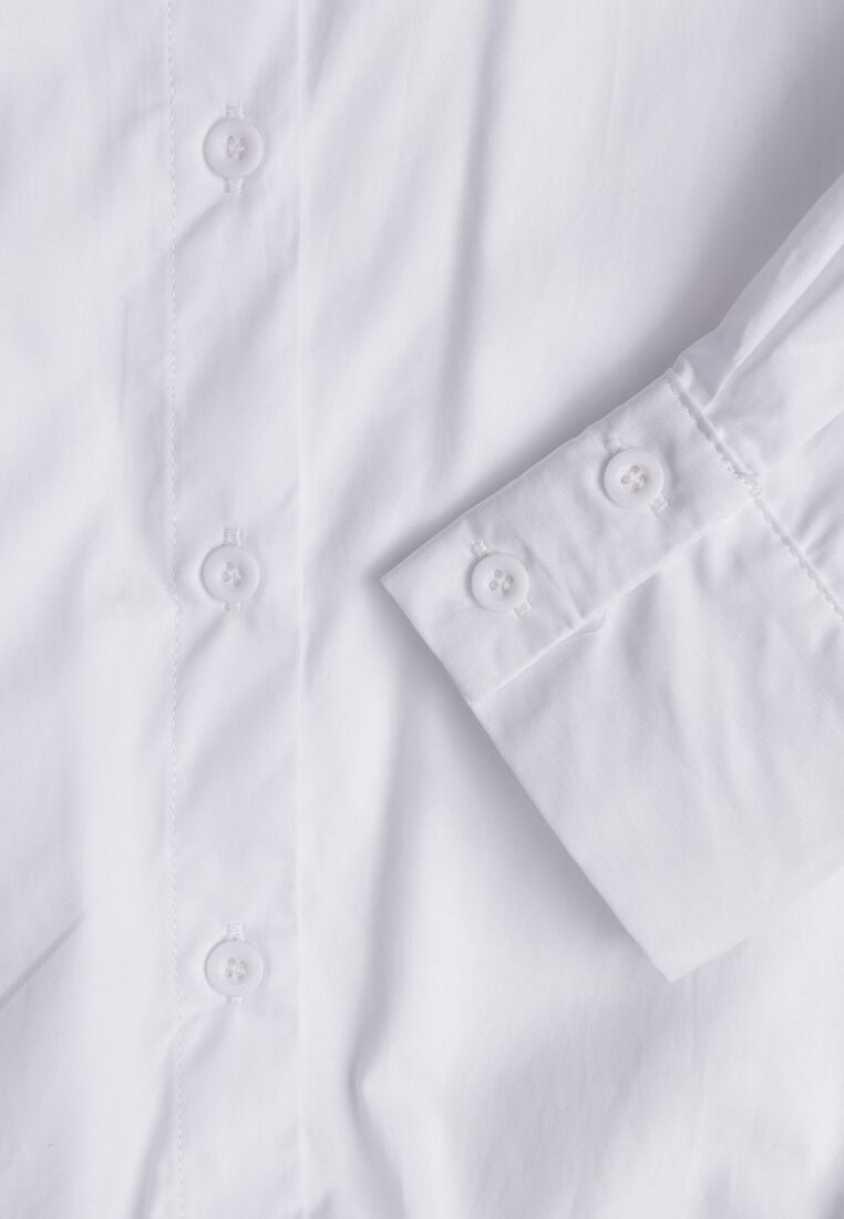 Biała Bawełniana Koszula o Kroju Bombki Oversize Walelia 8