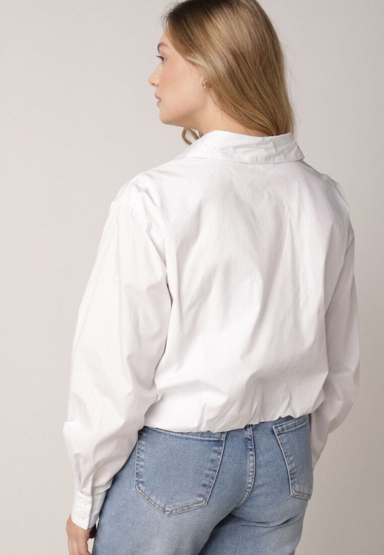 Biała Bawełniana Koszula o Kroju Bombki Oversize Walelia 3