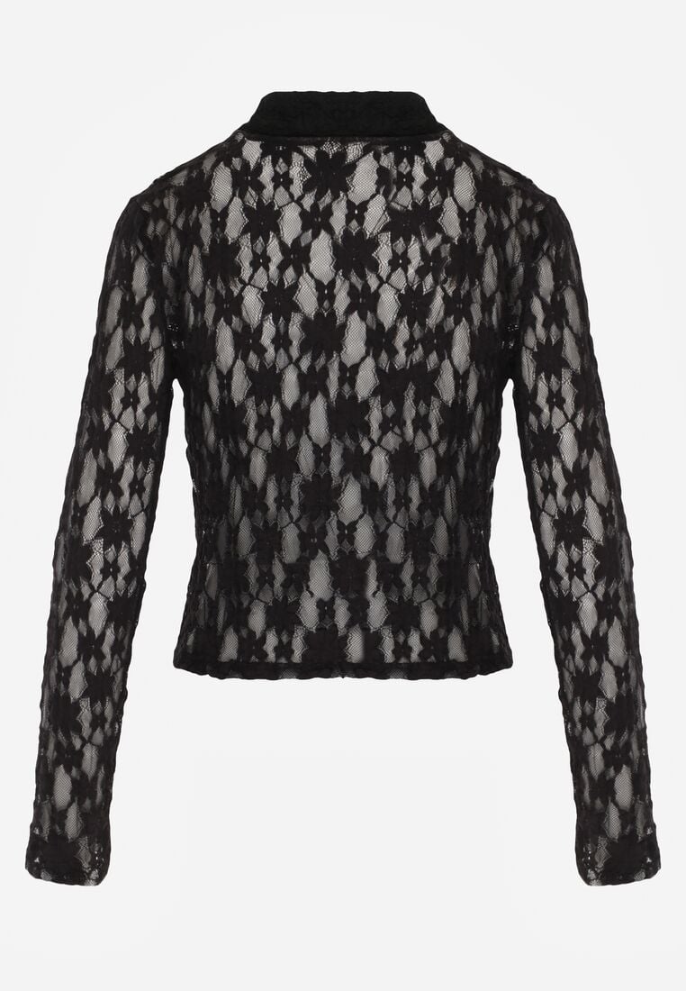 Czarna Koszula Ozdobiona Koronką Lanelv 7