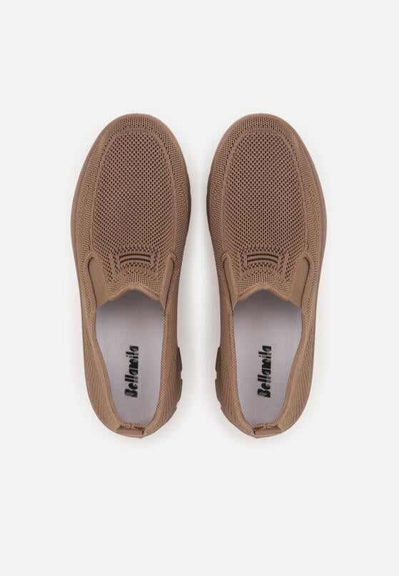 Ciemnobeżowe Wsuwane Buty Sportowe Sneakersy z Siateczki z Elastycznymi Wstawkami Aerero 3