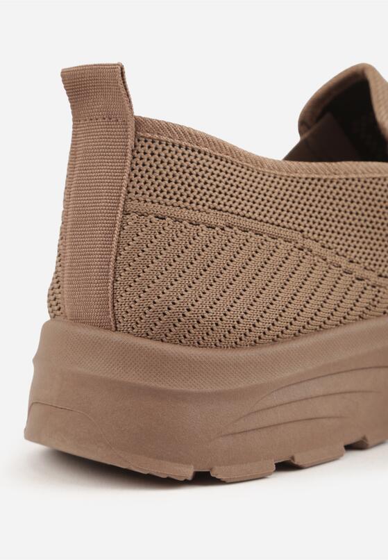 Ciemnobeżowe Wsuwane Buty Sportowe Sneakersy z Siateczki z Elastycznymi Wstawkami Aerero 6