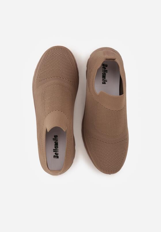 Ciemnobeżowe Siateczkowe Buty Sportowe Sneakersy o Wsuwanym Fasonie Abhold 3