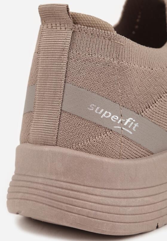 Ciemnobeżowe Wsuwane Buty Sportowe Sneakersy z Siateczkową Cholewką Luthro 6