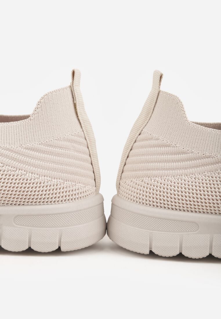 Beżowe Sznurowane Buty Sportowe Sneakersy z Siateczki Caeolea 8