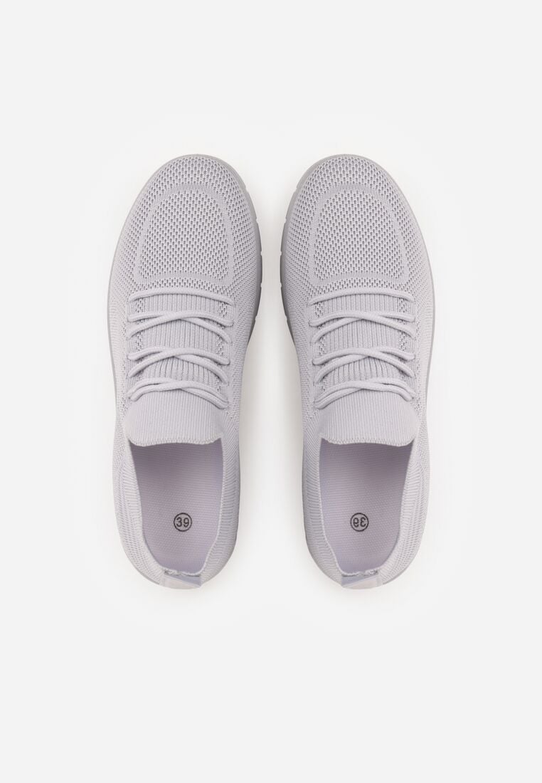 Szare Sznurowane Buty Sportowe Sneakersy z Siateczki Caeolea 6