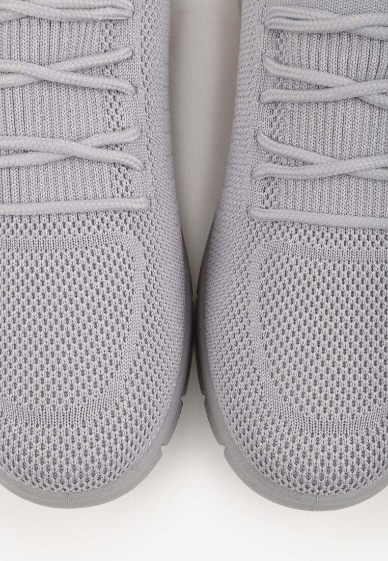 Szare Sznurowane Buty Sportowe Sneakersy z Siateczki Caeolea 8