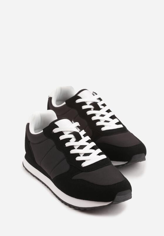 Czarne Buty Sportowe Sneakersy z Pikowanymi Przeszyciami Nelis 2