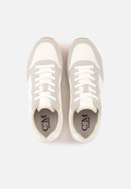 Beżowe Buty Sportowe Sneakersy z Pikowanymi Przeszyciami Nelis 3