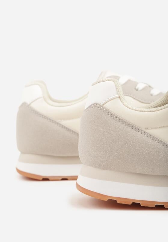 Beżowe Buty Sportowe Sneakersy z Pikowanymi Przeszyciami Nelis 5