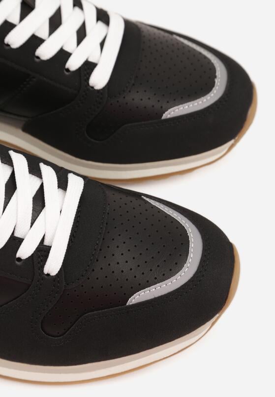 Czarne Klasyczne Buty Sportowe Sneakersy z Perforacją na Nosku Lasthora 6