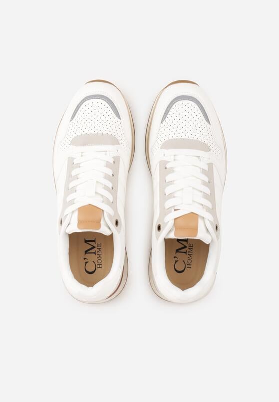 Białe Klasyczne Buty Sportowe Sneakersy z Perforacją na Nosku Lasthora 3