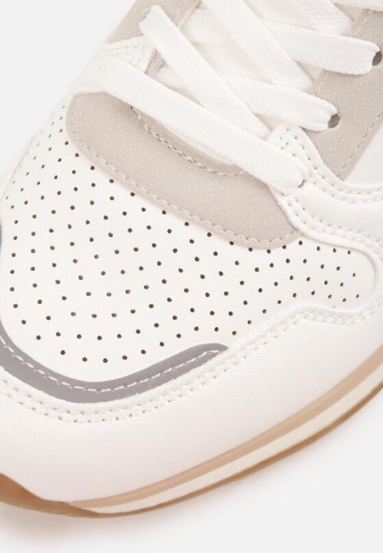 Białe Klasyczne Buty Sportowe Sneakersy z Perforacją na Nosku Lasthora 5