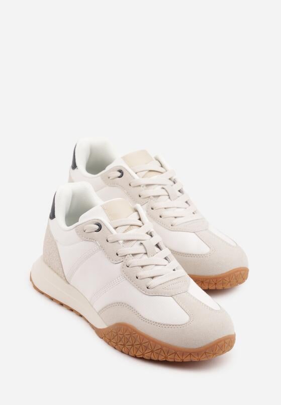 Beżowe Buty Sportowe Sneakersy z Ozdobnymi Naszyciami Aerylia 2