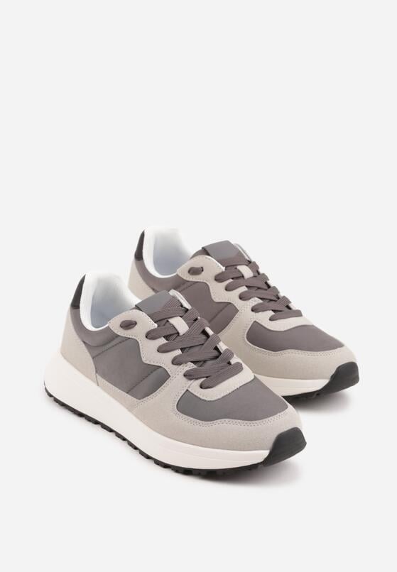 Szare Buty Sportowe Sneakersy na Grubej Podeszwie Nerola 2