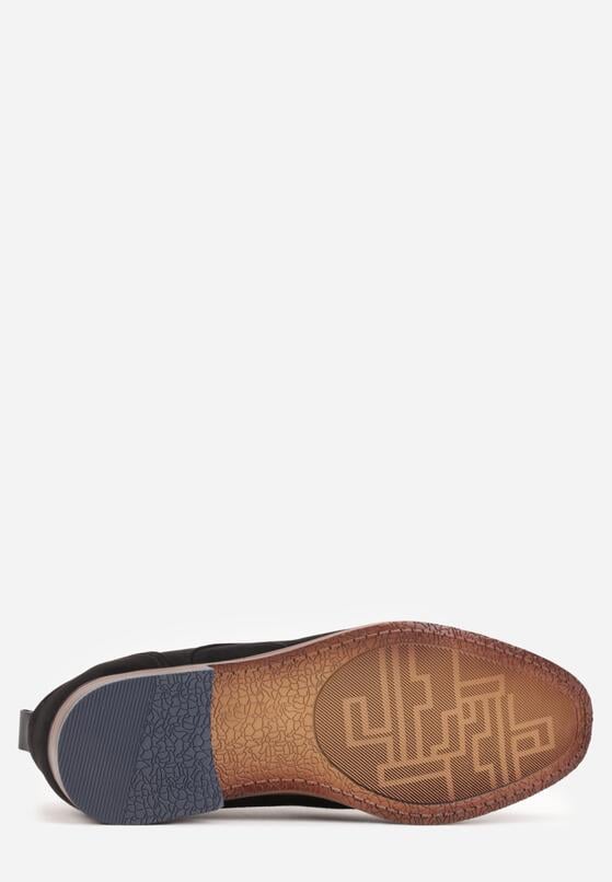 Czarne Sznurowane Półbuty z Imitacji Zamszu w Eleganckim Stylu Rhodica 4