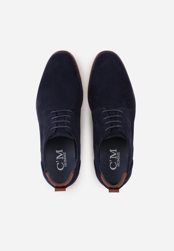 Granatowe Sznurowane Półbuty z Imitacji Zamszu w Eleganckim Stylu Rhodica 3