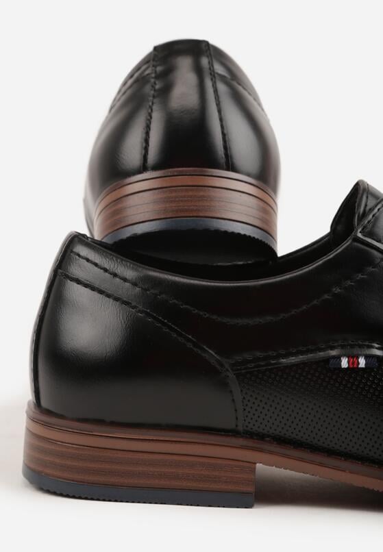 Czarne Eleganckie Półbuty Sznurowane z Ozdobną Perforacją Fild 6