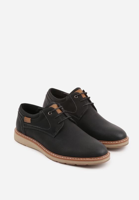 Czarne Sznurowane Półbuty Zdobione Drobną Perforacją Dimates 2