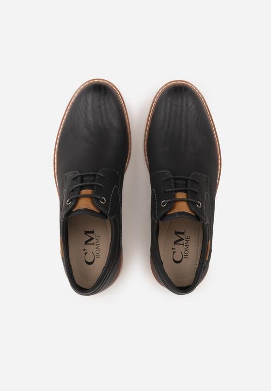 Czarne Sznurowane Półbuty Zdobione Drobną Perforacją Dimates 3