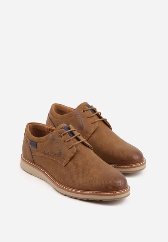 Brązowe Sznurowane Półbuty Zdobione Drobną Perforacją Dimates 2