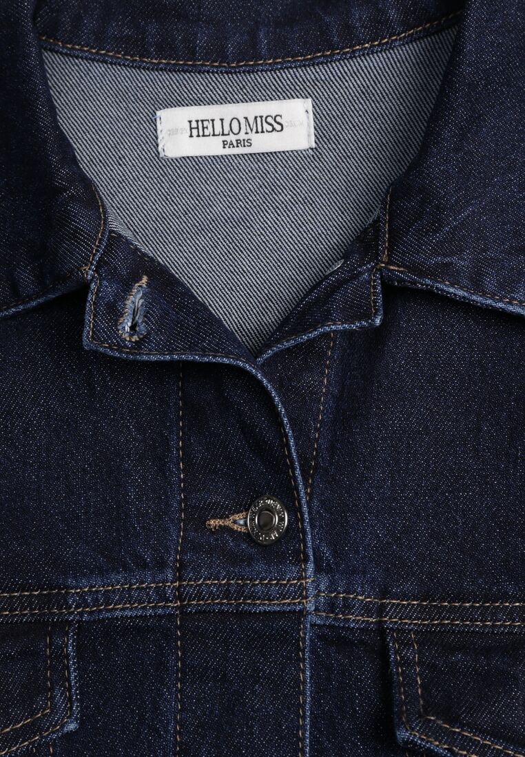 Granatowa Jeansowa Kurtka z Bawełną o Kroju Oversize Vimiloria 8