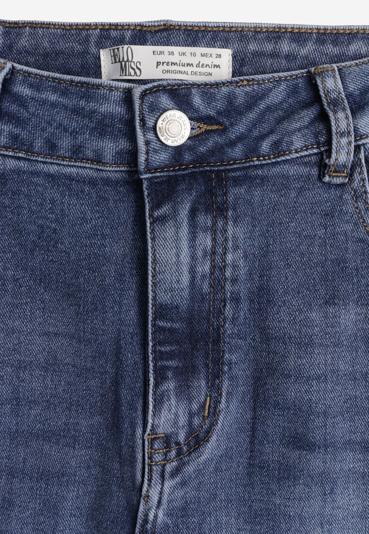 Granatowe Bawełniane Jeansy o Kroju Barrel Leg z Wysokim Stanem Tinalea 8