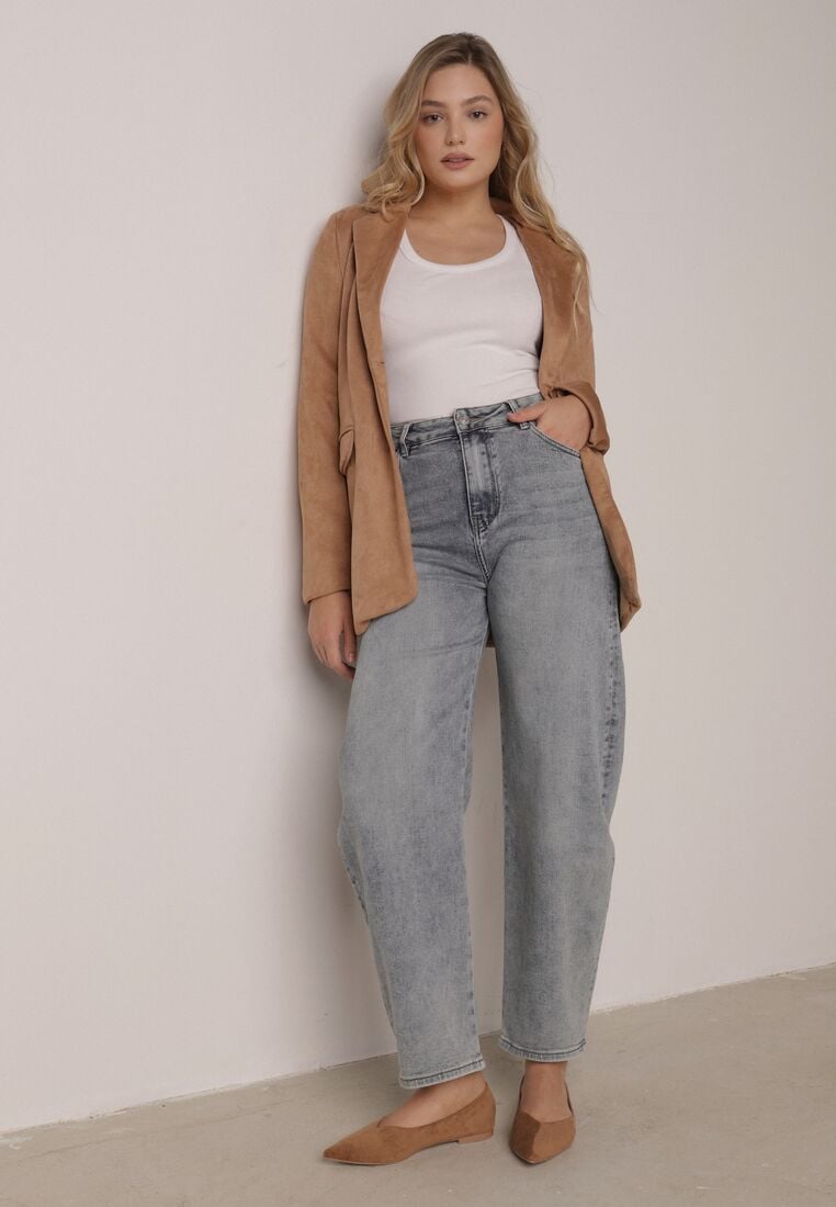 Jasnoniebieskie Bawełniane Jeansy o Kroju Barrel Leg z Wysokim Stanem Vimariele 1