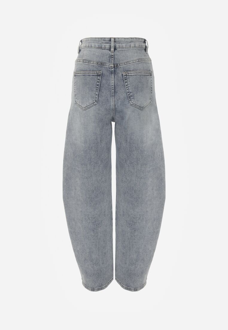 Jasnoniebieskie Bawełniane Jeansy o Kroju Barrel Leg z Wysokim Stanem Vimariele 7