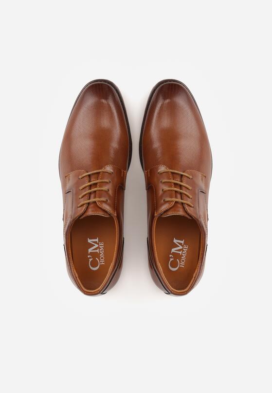 Brązowe Eleganckie Półbuty Sznurowane z Ozdobną Perforacją Fild 3