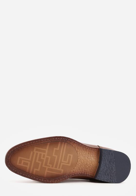 Brązowe Eleganckie Półbuty Sznurowane z Ozdobną Perforacją Fild 4