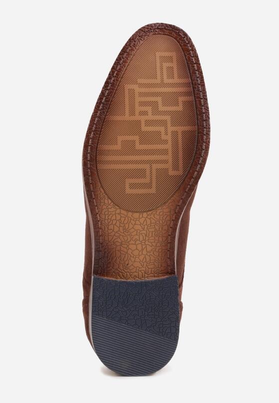 Brązowe Sznurowane Półbuty z Imitacji Zamszu w Eleganckim Stylu Rhodica 4