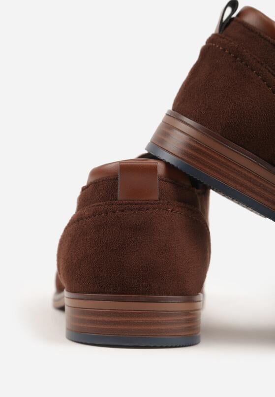 Brązowe Sznurowane Półbuty z Imitacji Zamszu w Eleganckim Stylu Rhodica 6