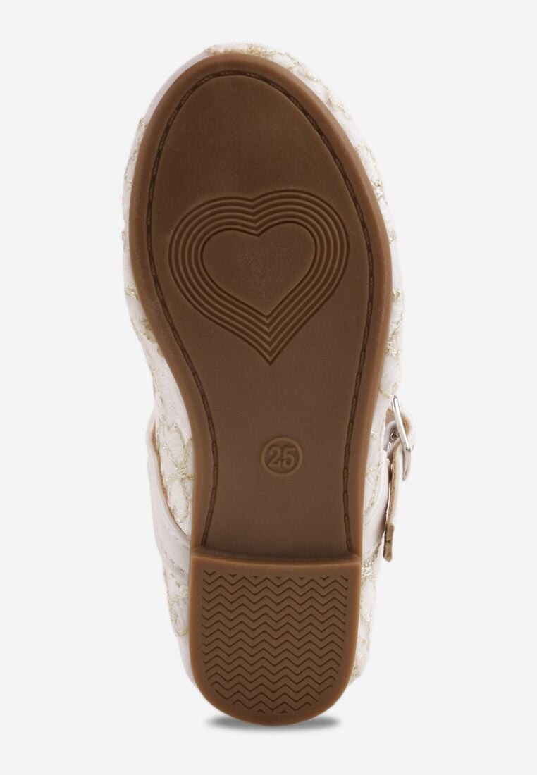 Białe Siateczkowe Balerinki z Paskiem z Klamerką Zdobione Kwiatowym Haftem Canlea 4