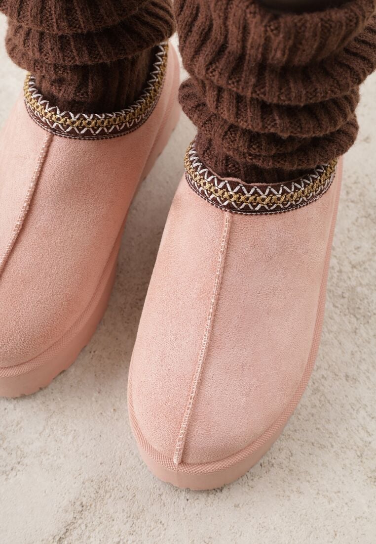 Różowe Śniegowce na Grubej Podeszwie z Ozdobnym Haftem Zivirae 3