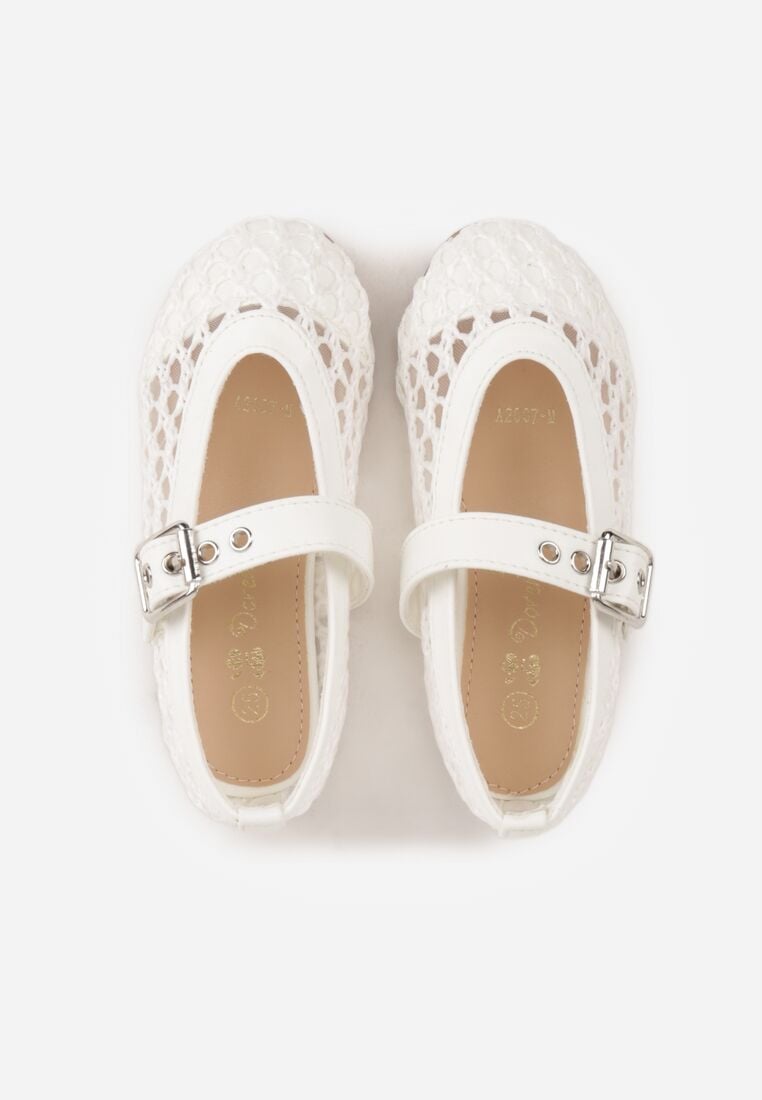 Białe Siateczkowe Balerinki w Stylu Mary Jane z Szydełkowym Wzorem Tramlea 3