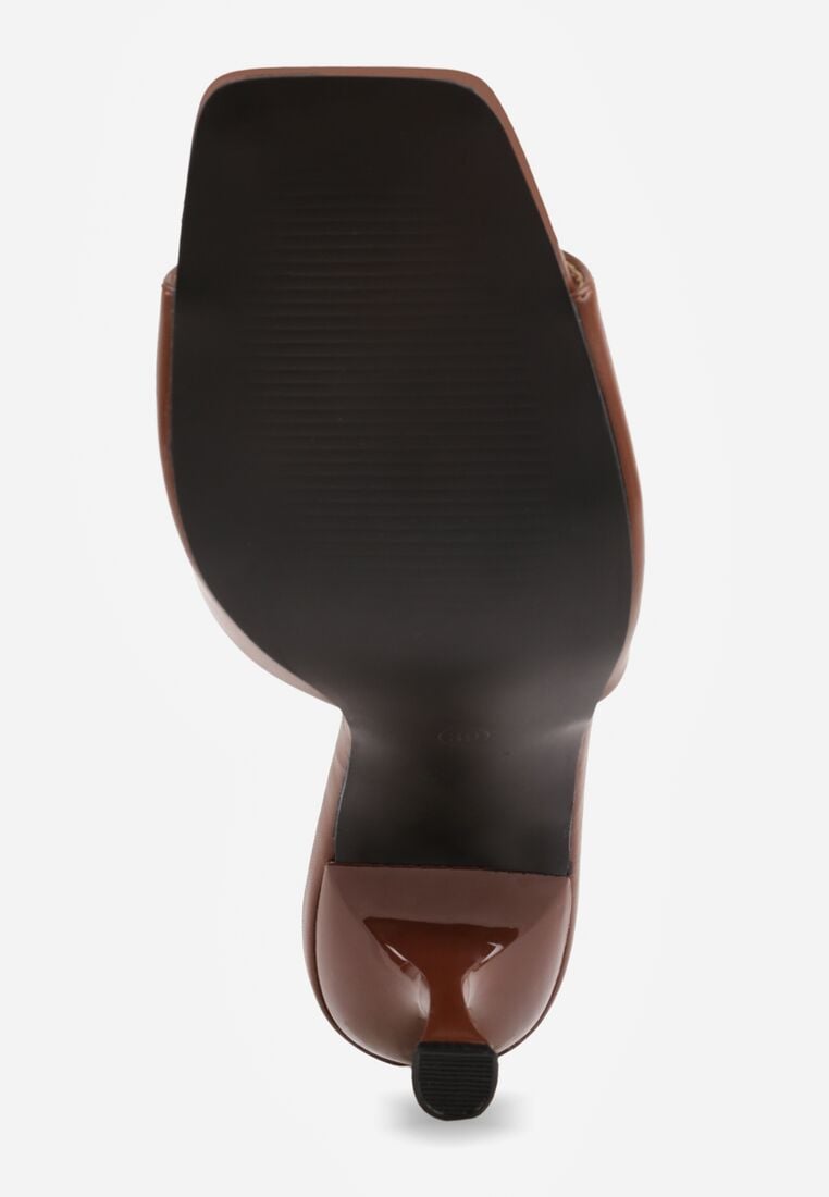 Brązowe Klapki na Szpilce z Kwadratowym Noskiem Mellota 7