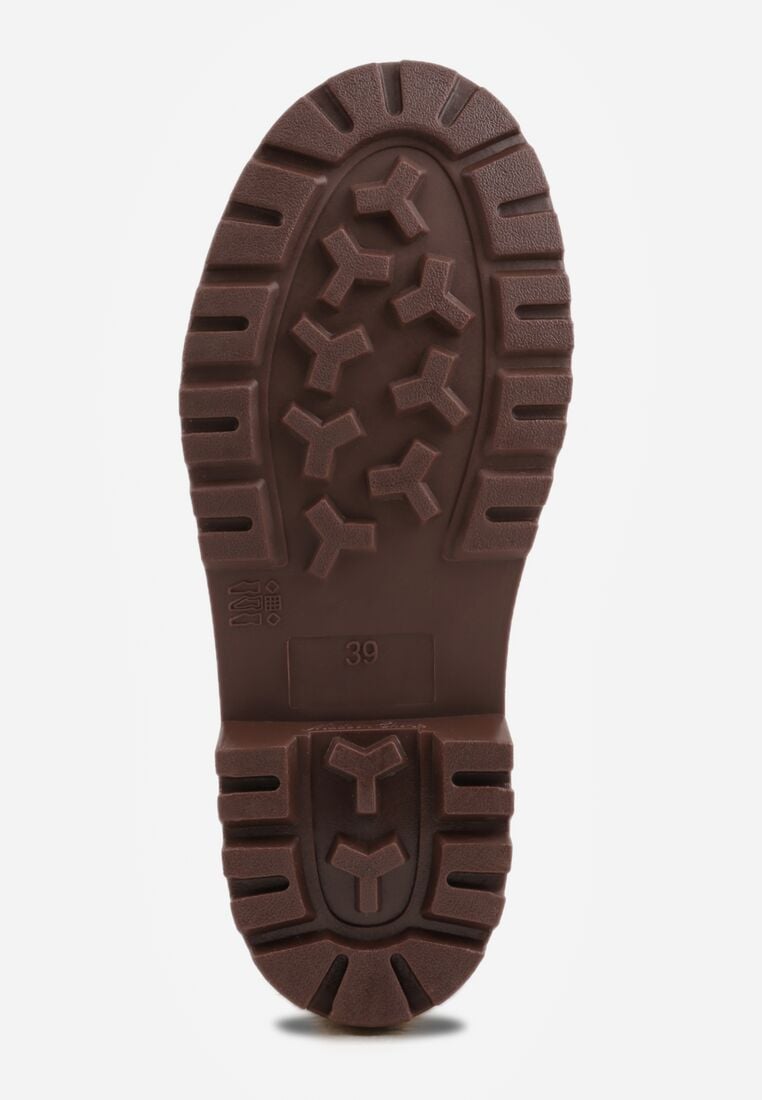 Brązowe Lakierowane Kalosze ze Ściąganą Cholewką Fevaselle 7