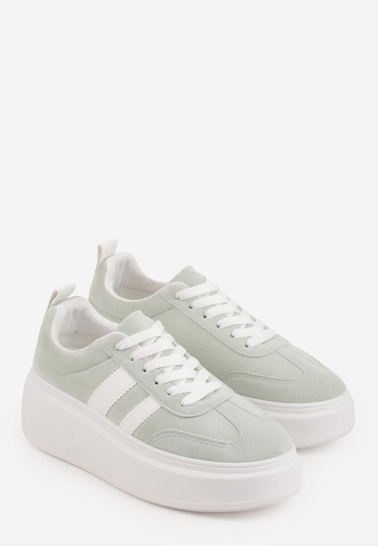 Zielone Sneakersy w Stylu Klasycznych Tenisówek na Grubej Podeszwie Rediree 5