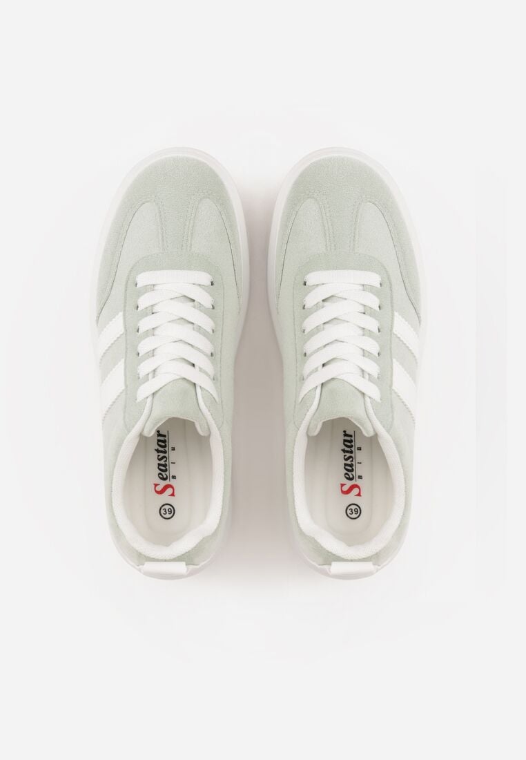 Zielone Sneakersy w Stylu Klasycznych Tenisówek na Grubej Podeszwie Rediree 6