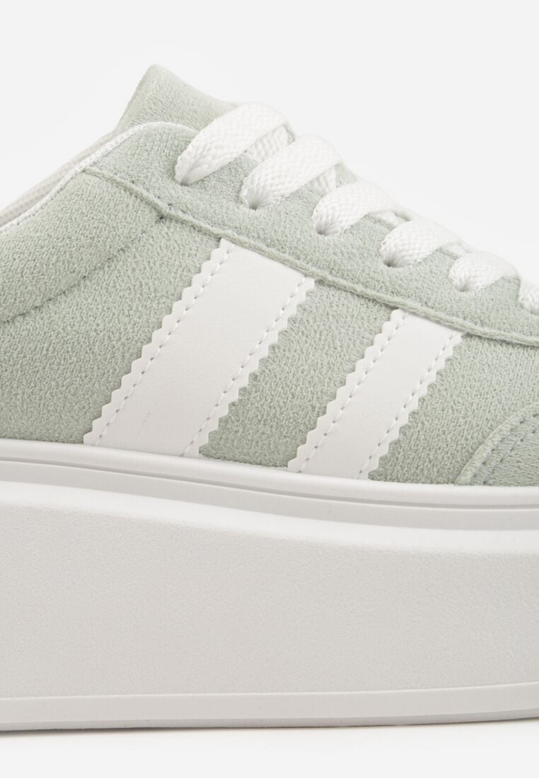 Zielone Sneakersy w Stylu Klasycznych Tenisówek na Grubej Podeszwie Rediree 8