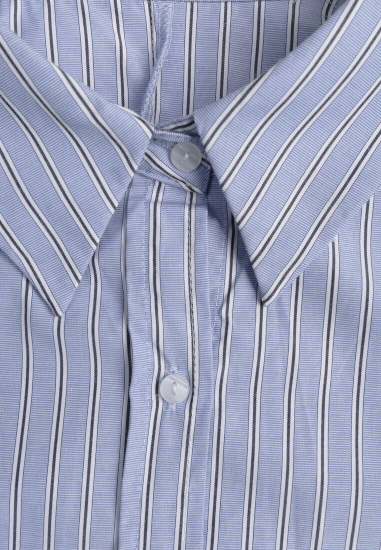 Niebieska Koszula z Bawełną w Paseczki z Rozkloszowanym Dołem Meridianes 8